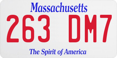 MA license plate 263DM7
