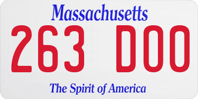 MA license plate 263DO0