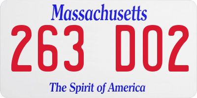MA license plate 263DO2