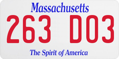 MA license plate 263DO3