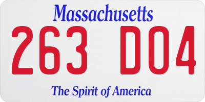 MA license plate 263DO4
