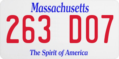 MA license plate 263DO7