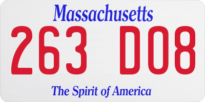 MA license plate 263DO8