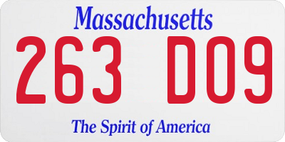 MA license plate 263DO9