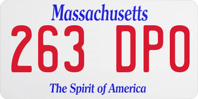 MA license plate 263DP0