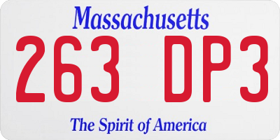 MA license plate 263DP3