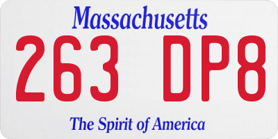 MA license plate 263DP8
