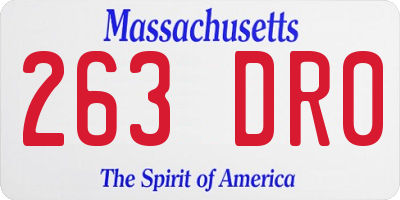MA license plate 263DR0