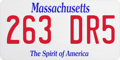 MA license plate 263DR5