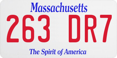 MA license plate 263DR7