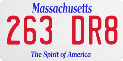 MA license plate 263DR8