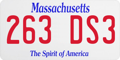 MA license plate 263DS3
