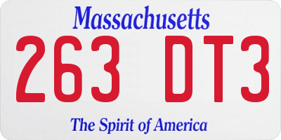 MA license plate 263DT3