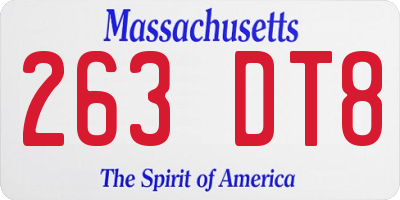 MA license plate 263DT8