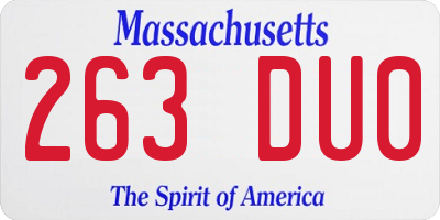 MA license plate 263DU0