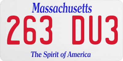 MA license plate 263DU3
