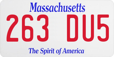 MA license plate 263DU5