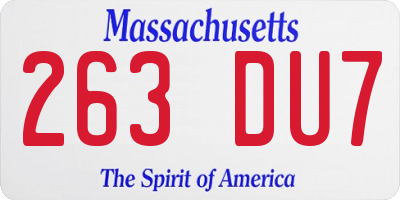 MA license plate 263DU7