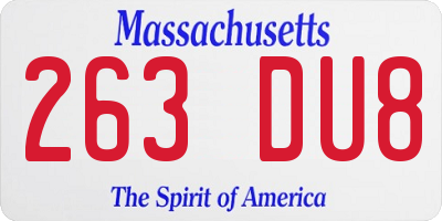 MA license plate 263DU8