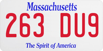 MA license plate 263DU9