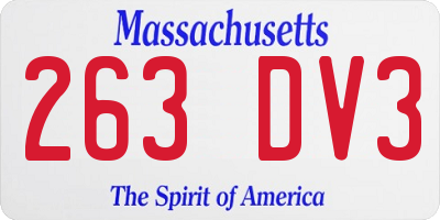 MA license plate 263DV3