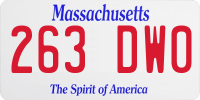 MA license plate 263DW0