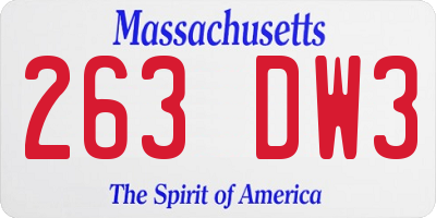 MA license plate 263DW3
