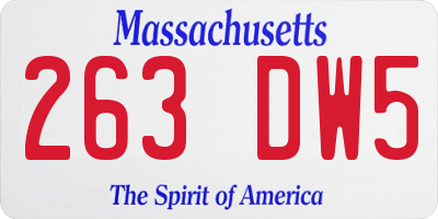 MA license plate 263DW5