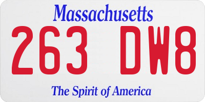 MA license plate 263DW8