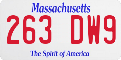 MA license plate 263DW9