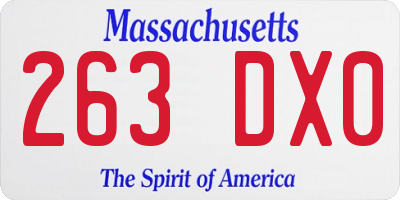 MA license plate 263DX0