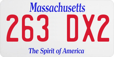 MA license plate 263DX2