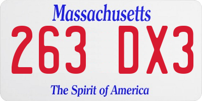 MA license plate 263DX3