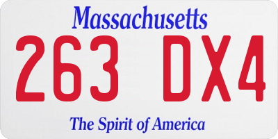MA license plate 263DX4