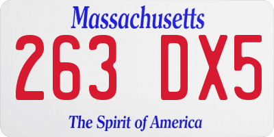 MA license plate 263DX5