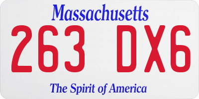 MA license plate 263DX6