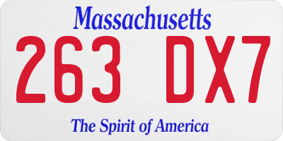 MA license plate 263DX7