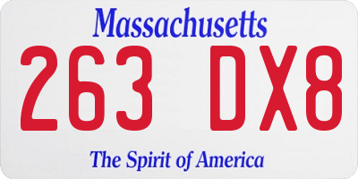 MA license plate 263DX8