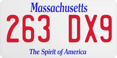 MA license plate 263DX9