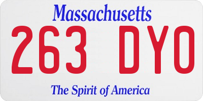 MA license plate 263DY0