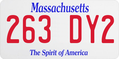 MA license plate 263DY2