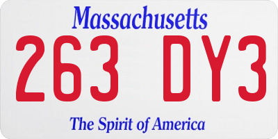 MA license plate 263DY3