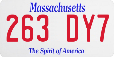 MA license plate 263DY7