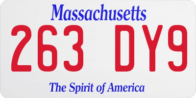 MA license plate 263DY9