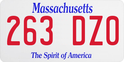 MA license plate 263DZ0