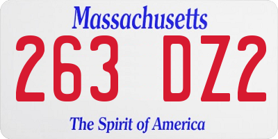 MA license plate 263DZ2
