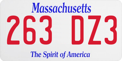 MA license plate 263DZ3