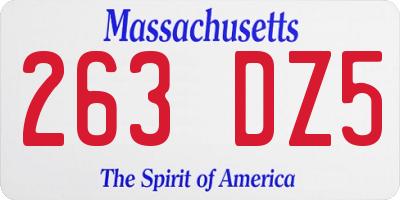 MA license plate 263DZ5