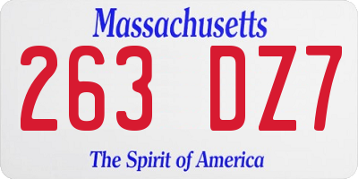 MA license plate 263DZ7