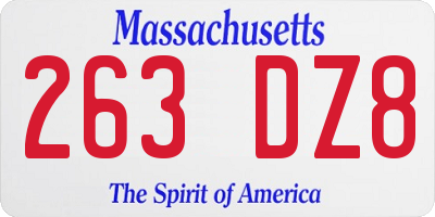 MA license plate 263DZ8